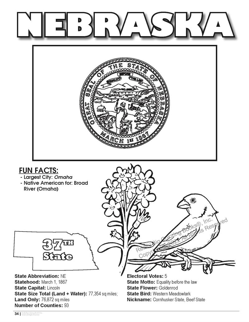 Nebraska state coloring book x