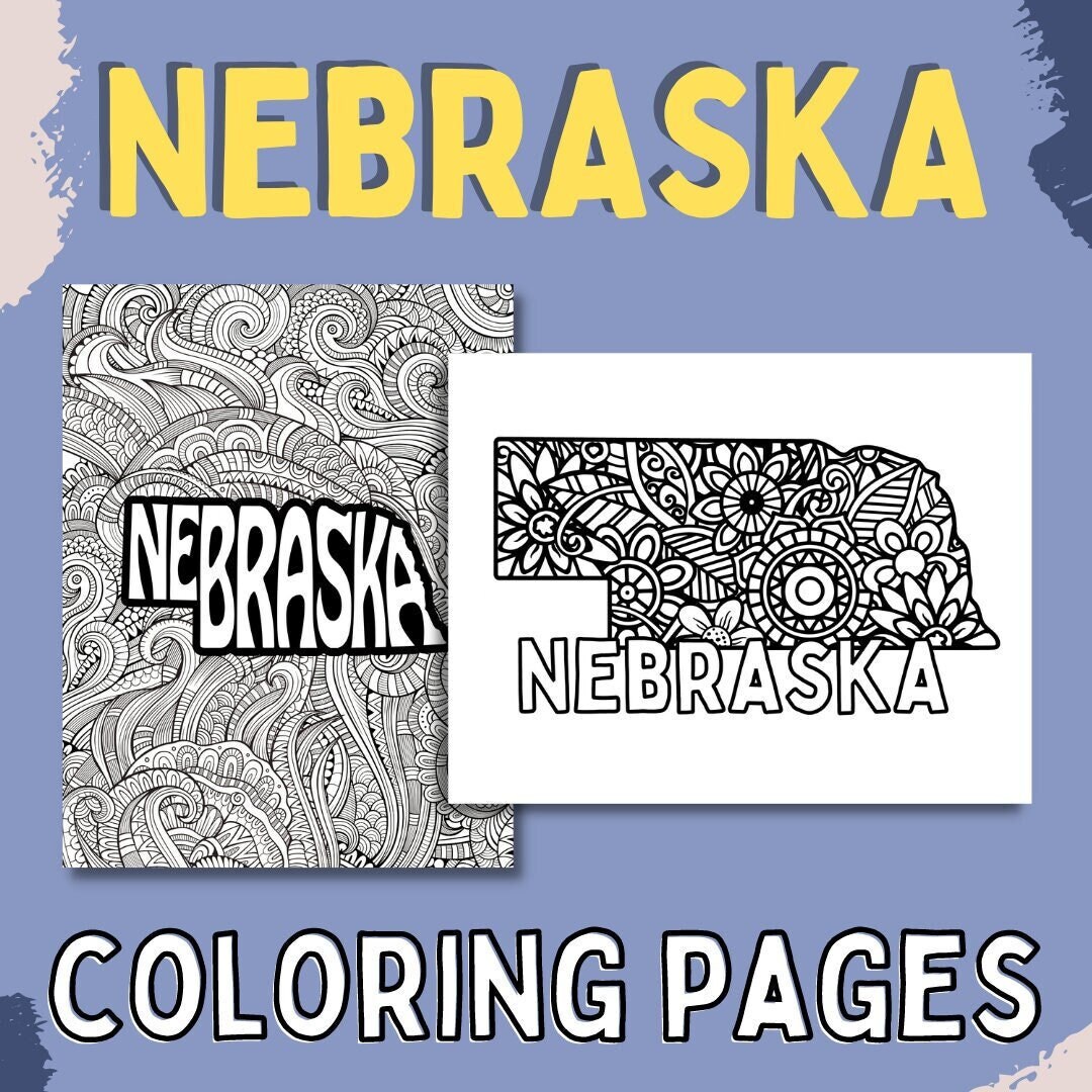 Nebraska coloring pages state name floral mandala coloring