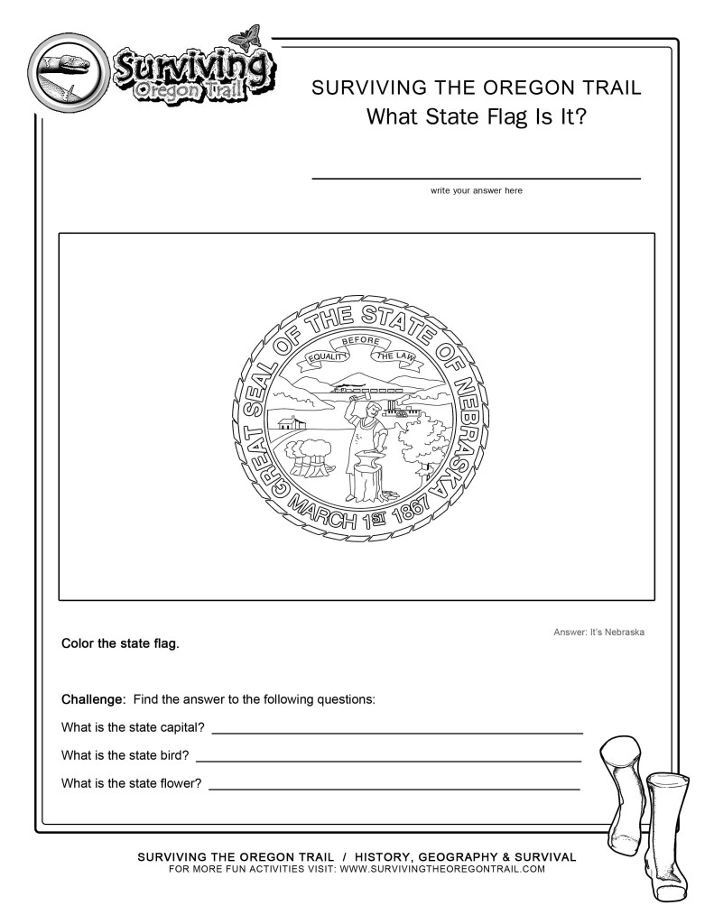 Coloring page state flag nebraska printable worksheet