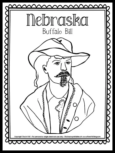 Nebraska buffalo bill coloring page free printable â the art kit