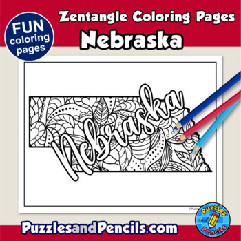 Zentangle nebraska coloring pages us states mindfulness activity