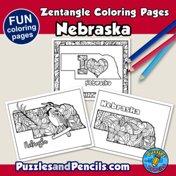 Zentangle nebraska coloring pages us states mindfulness activity