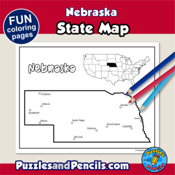 Nebraska symbols coloring pages with map and state flag state symbols