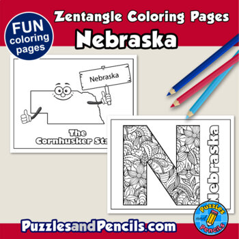 Zentangle nebraska coloring pages us states mindfulness activity