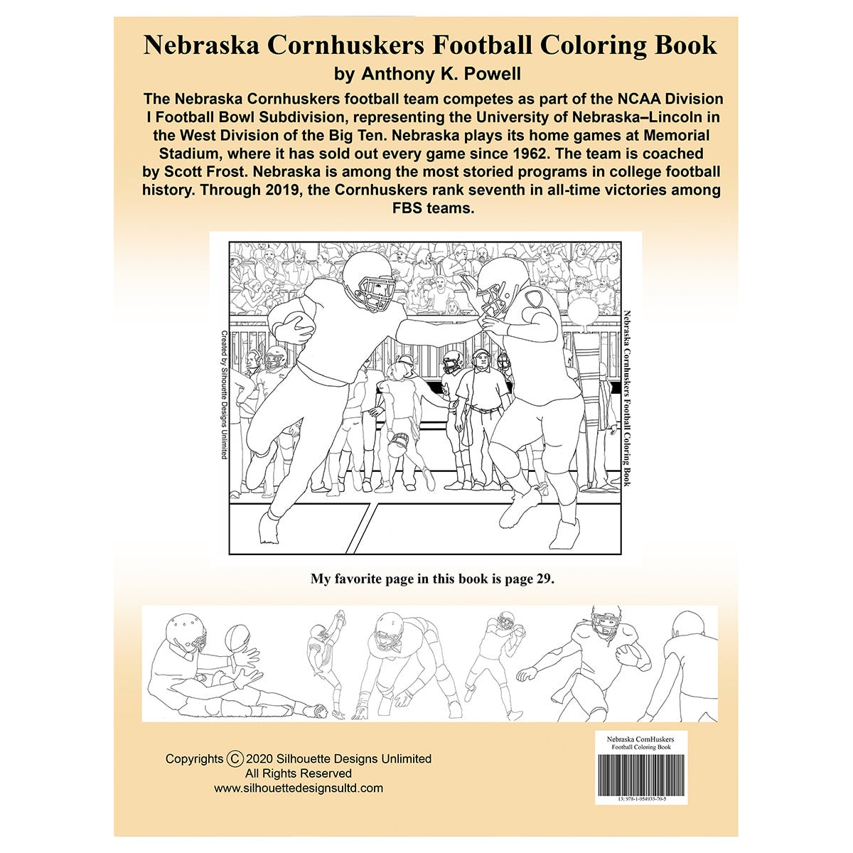 Nebraska cornhuskers football coloring book silhouette designs unlimited