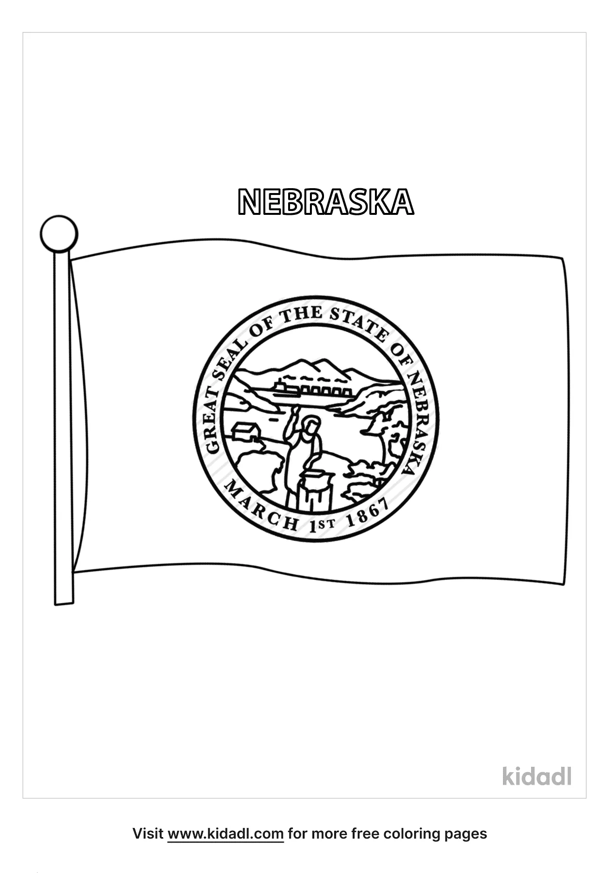 Free nebraska state flag coloring page coloring page printables