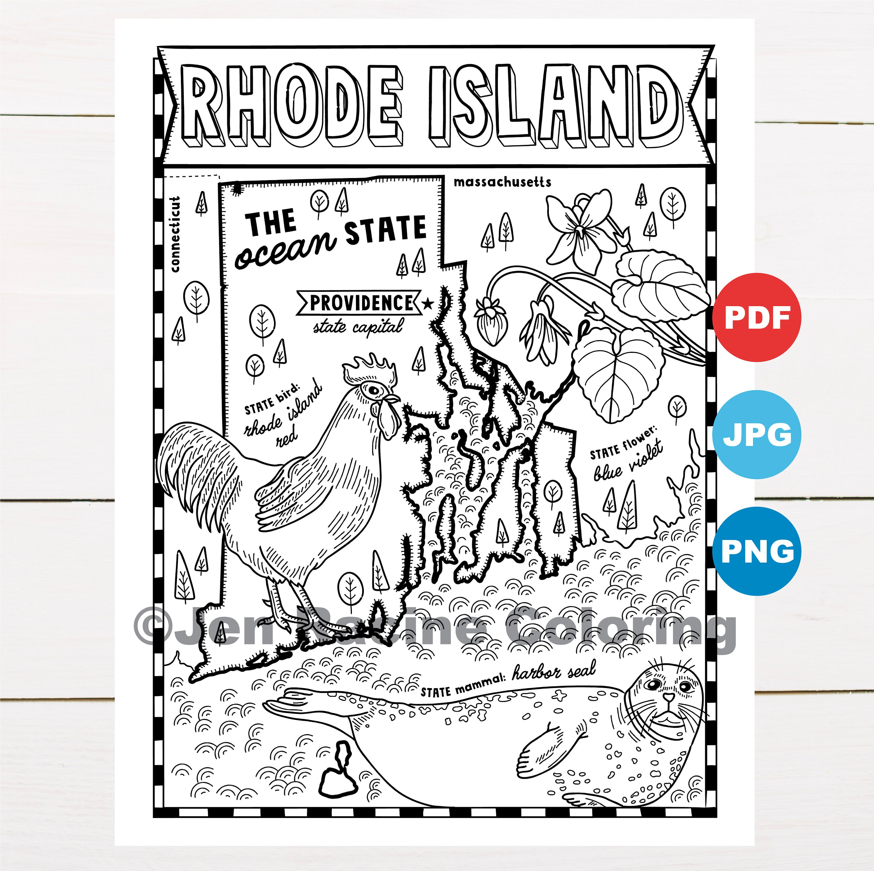 Rhode island coloring page united states state map wildlife state symbols flowers coloring pages