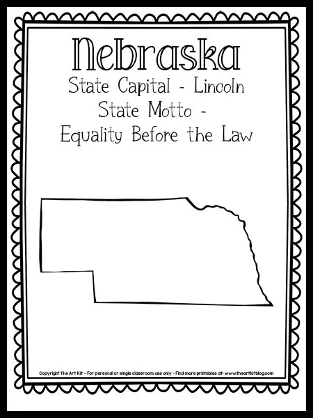 Nebraska outline coloring page free printable â the art kit