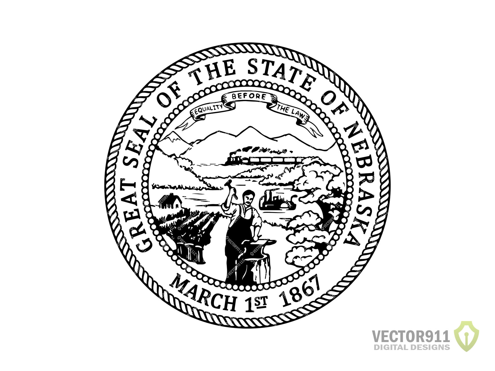 Nebraska state seal ne great seal emblem logo digital vector ai svg png instant download