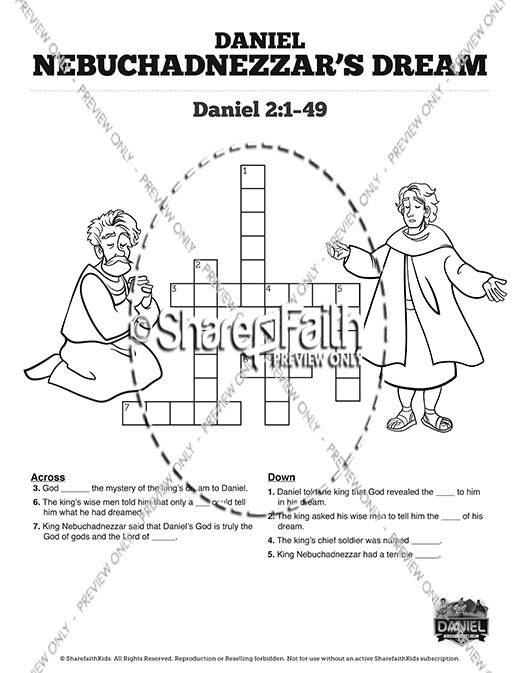 Daniel nebuchadnezzars dream sunday school crossword puzzles clover media