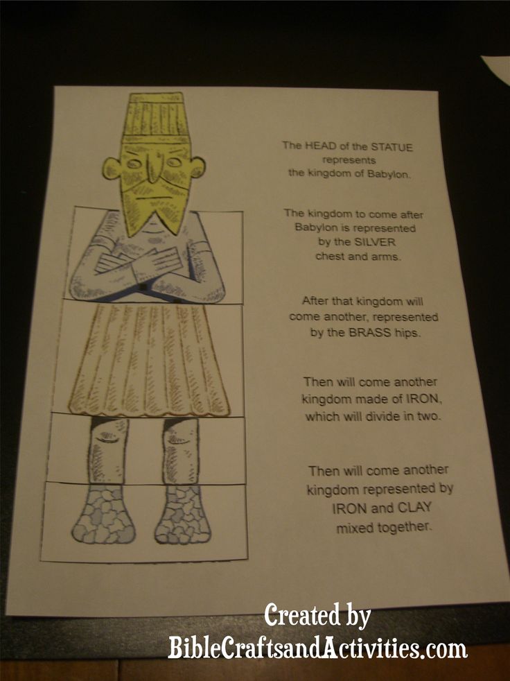 Statue craft from nebuchadnezzars dream bible crafts bible for kids sunday school crafts