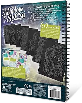 Nebulous stars coloring book on black paper home