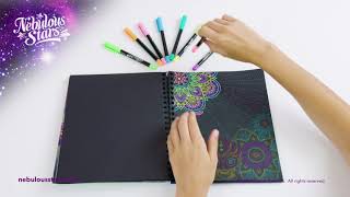 Nebulous stars black page coloring book