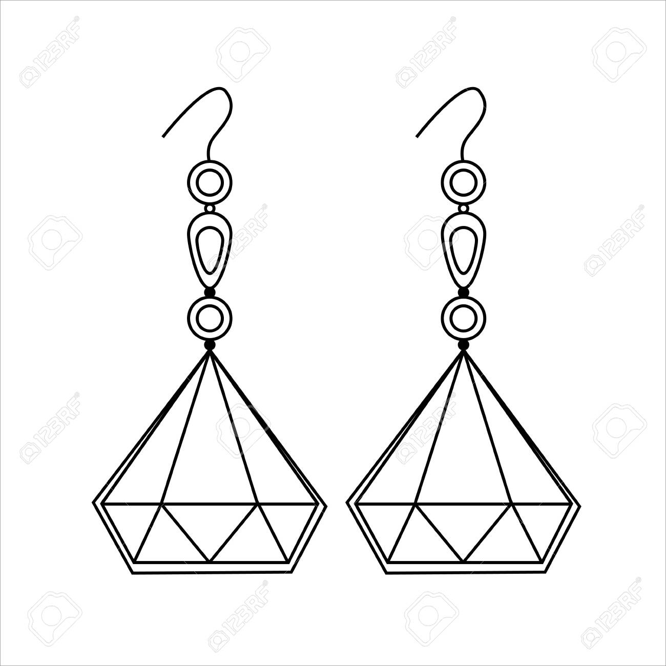 Jewelry earrings fashion black and white outline coloring page simple line art doodle earrings women accessories royalty free svg cliparts vectors and stock illustration image