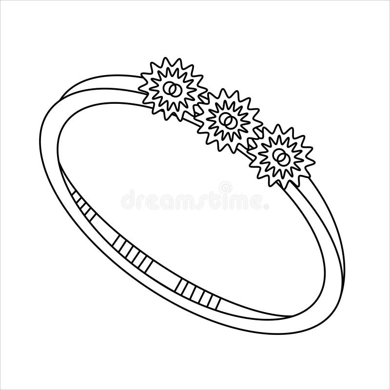 Jewelry rings fashion black and white outline coloring page simple line art doodle earrings women accessories stock vector