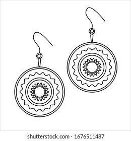 Jewelry earrings fashion black white outline stock vector royalty free