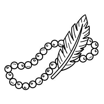 Premium vector necklace feather isolated coloring page for kids