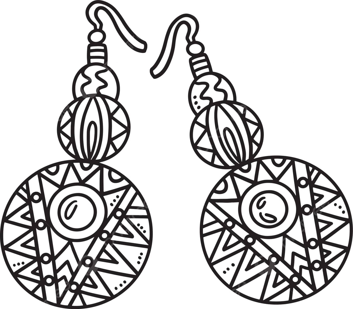 Earrings isolated coloring page for kids hand drawn vector black independence day vector hand drawn vector black independence day png and vector with transparent background for free download