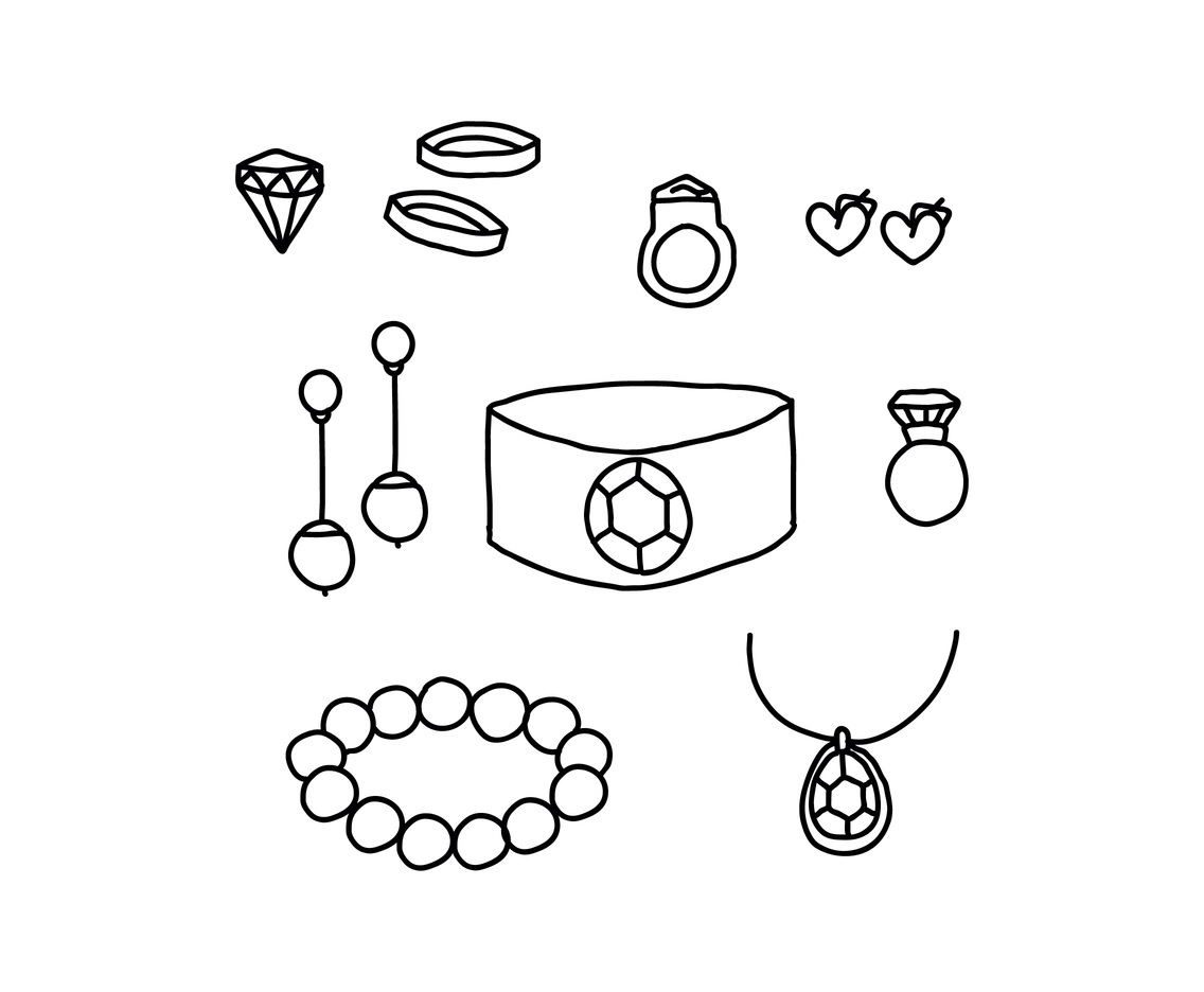 Black and white jewels vector art graphics