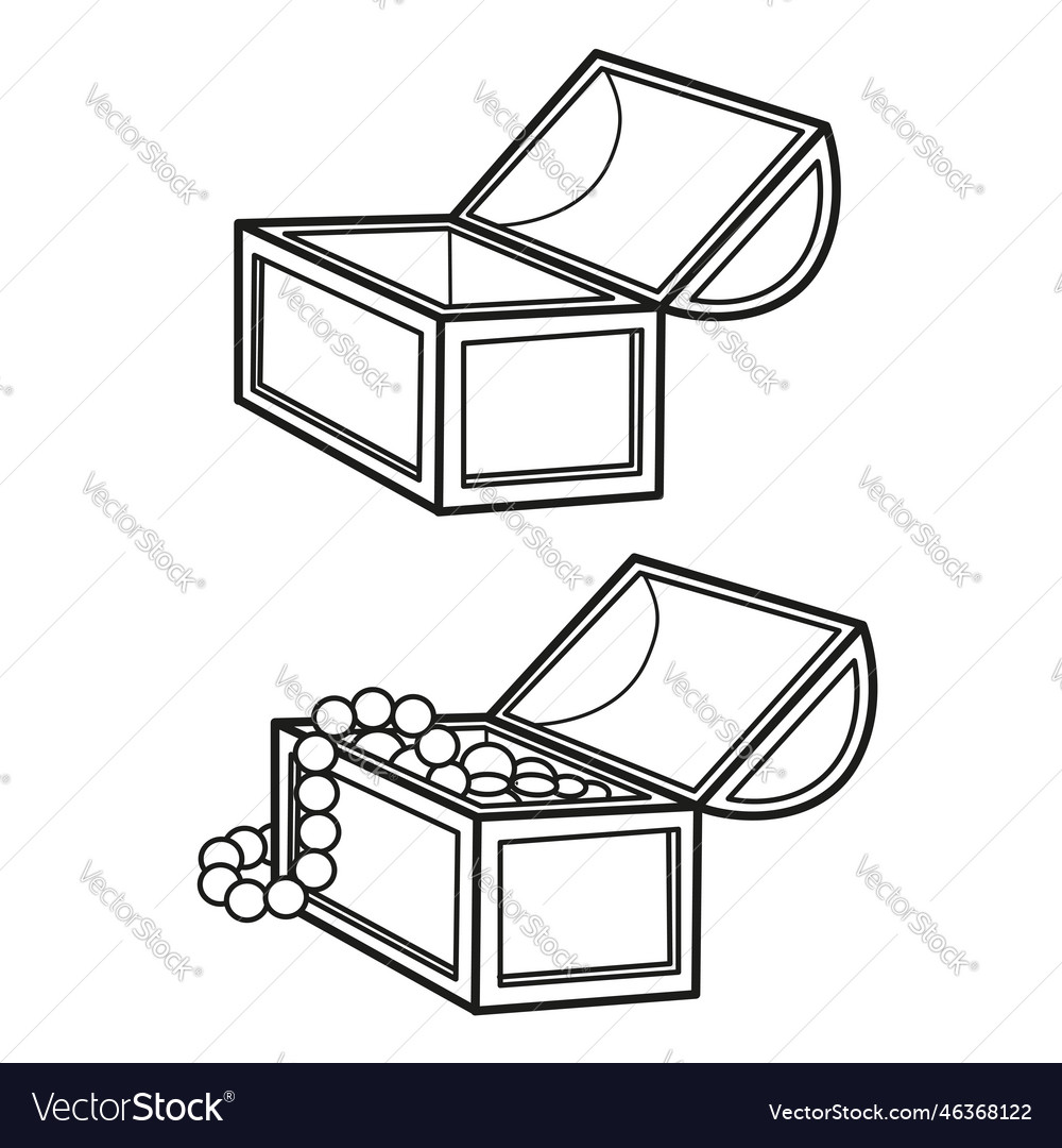 Jewelry box linear drawing for coloring book vector image