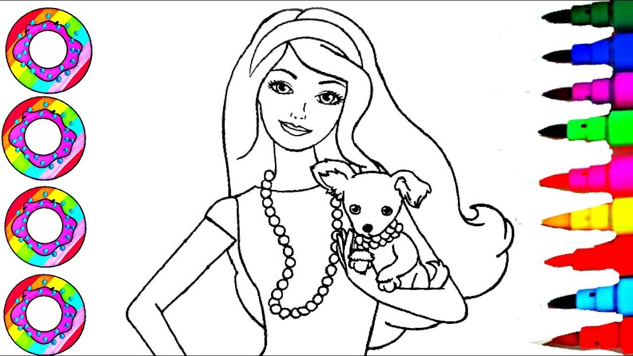 Colouring drawing disneys barbie with rainbow color necklace coloring pages l disney brilliant