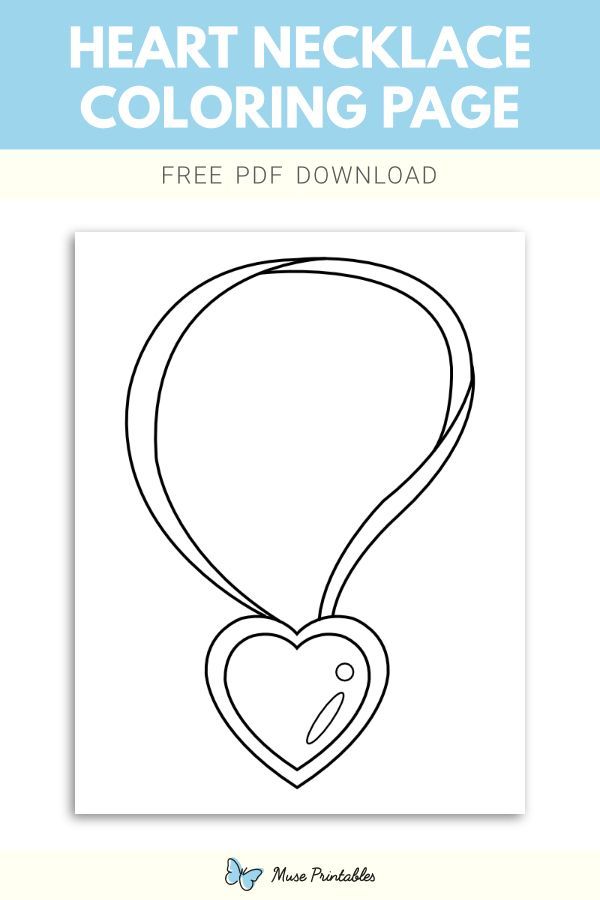 Free heart necklace coloring page heart printable coloring pages heart necklace