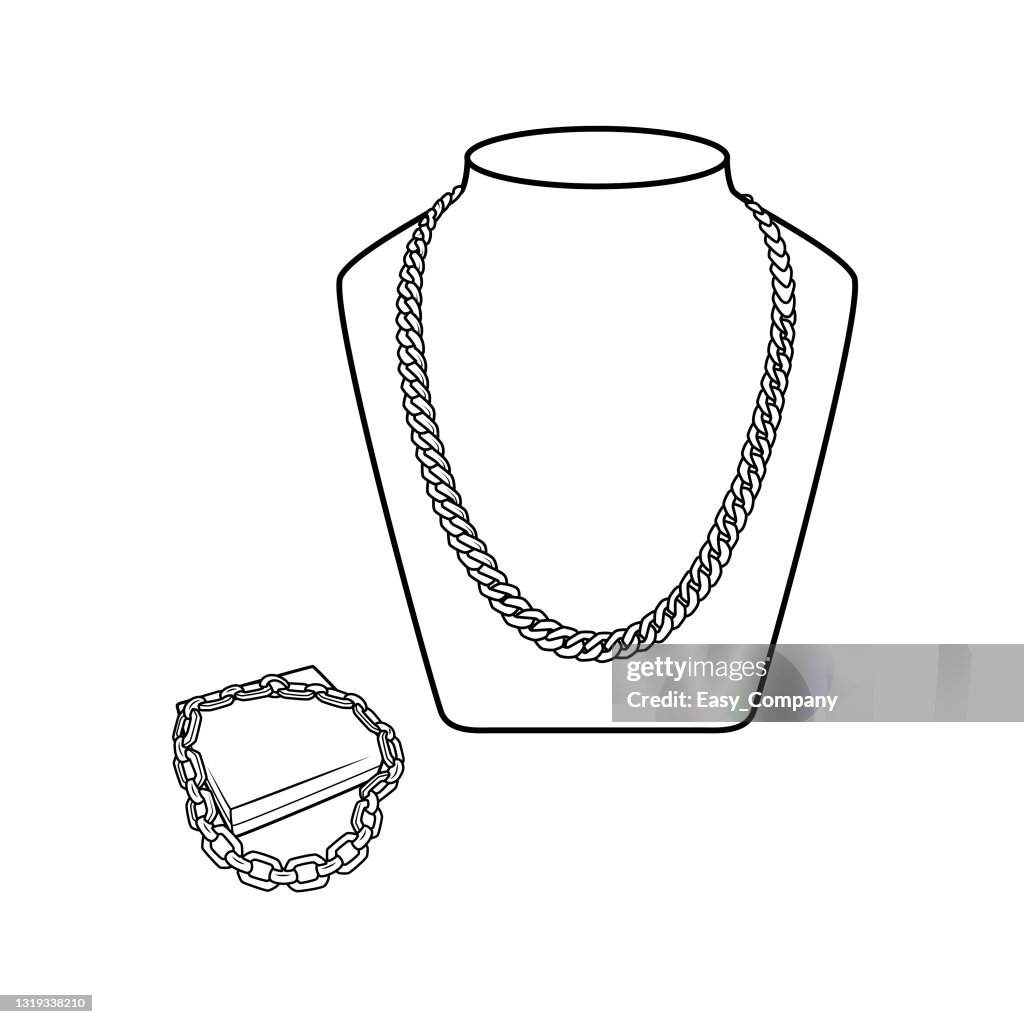 Vector illustration of necklace isolated on white background clothing costumes and accessories concept cartoon characters education and school kids coloring page printable activity worksheet flashcard high