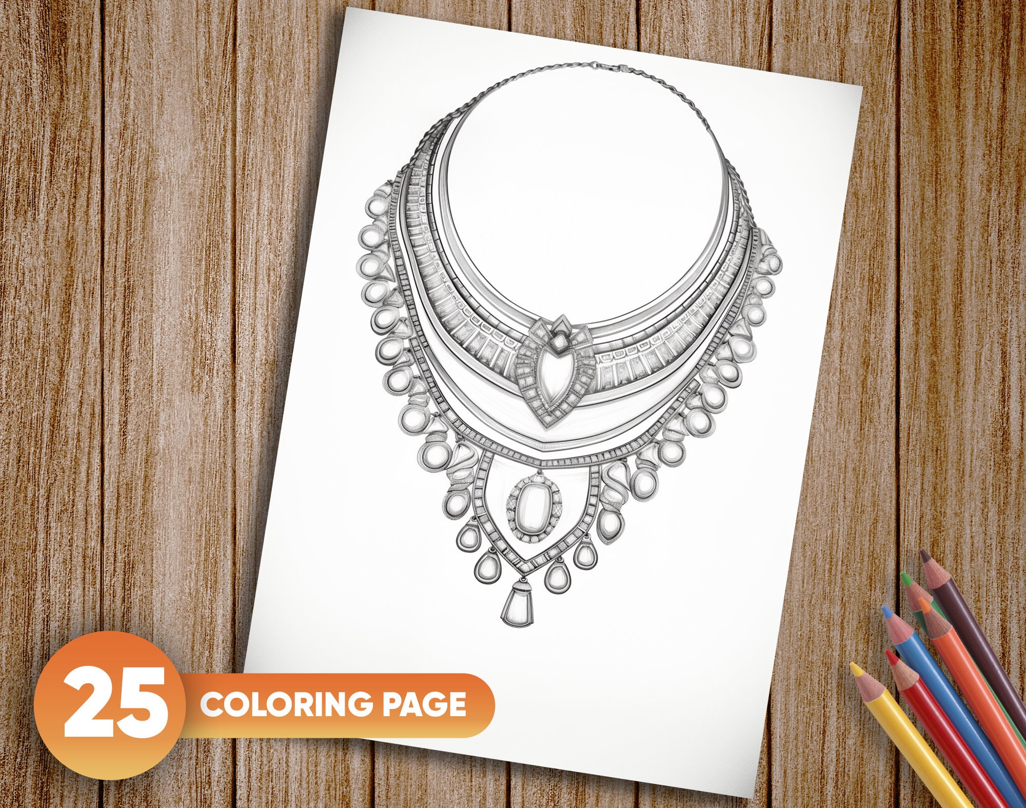 Jewelry necklace fashion coloring pages for adults instant download grayscale coloring book printable pdf file