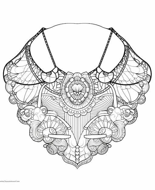 Premium ai image a coloring page with a necklace with intricate designs generative ai