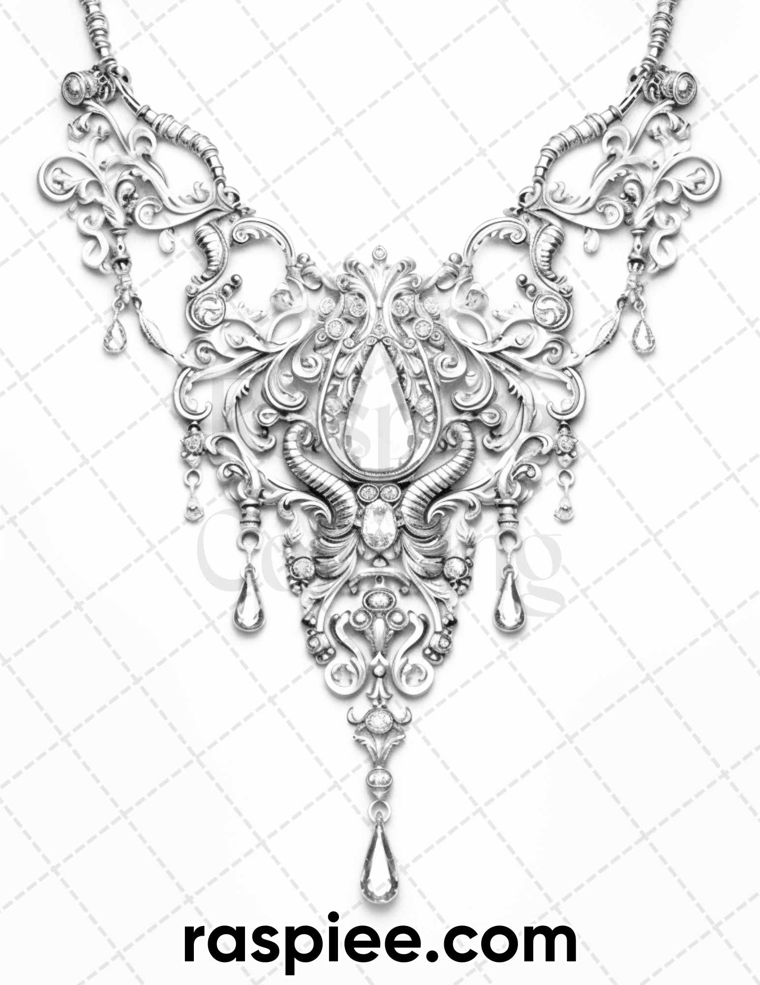 Exquisite jewelry collection grayscale coloring pages for adults p â coloring