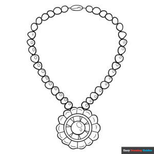 Necklace coloring page easy drawing guides