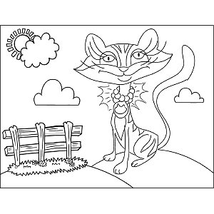 Cat with necklace coloring page