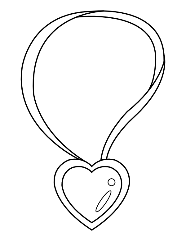 Printable heart necklace coloring page