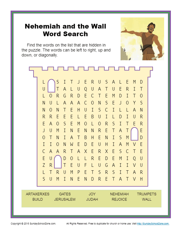 Nehemiah and the wall word search