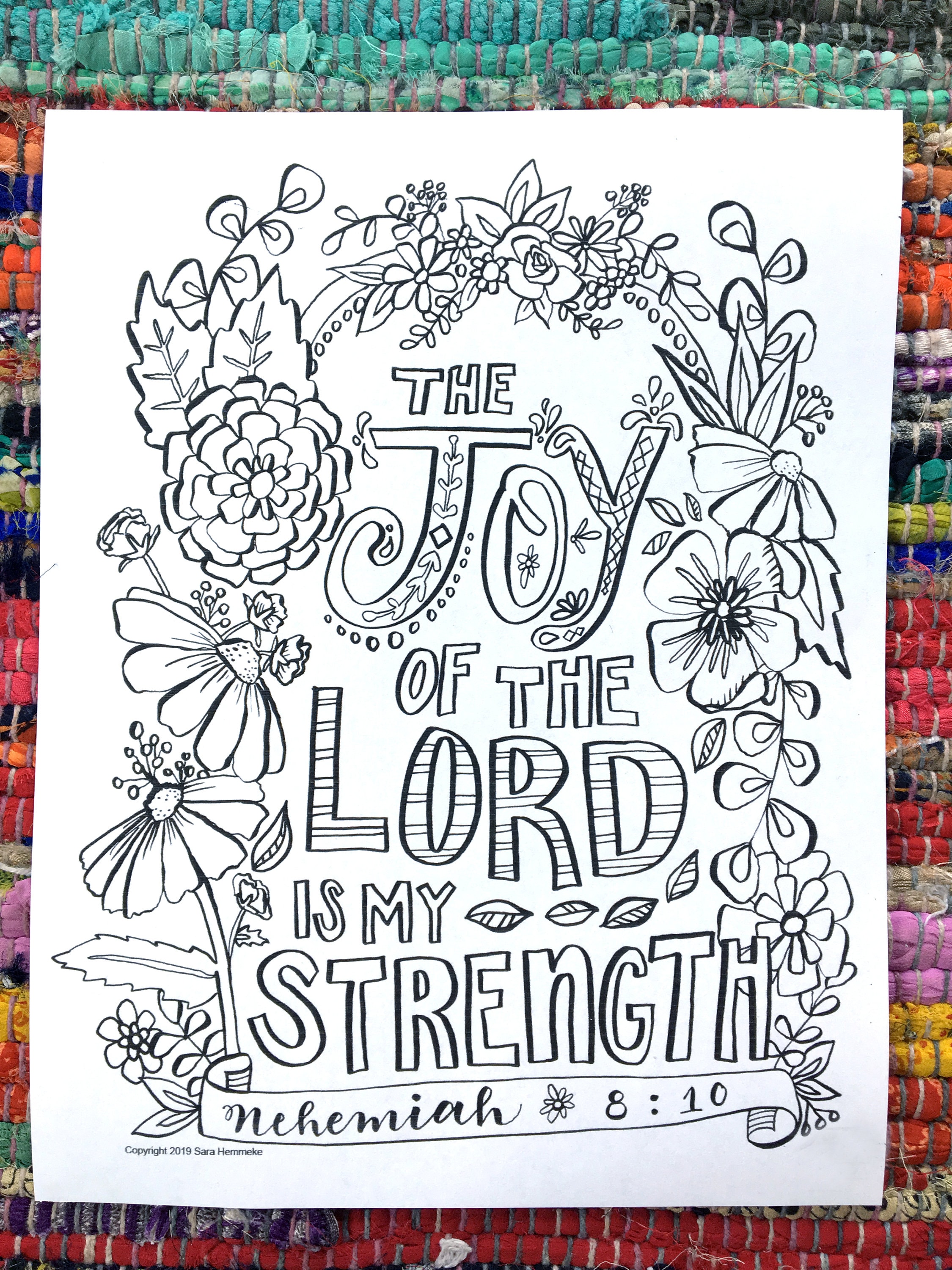 Coloring page bible verse joy of the lord pdf download instant download