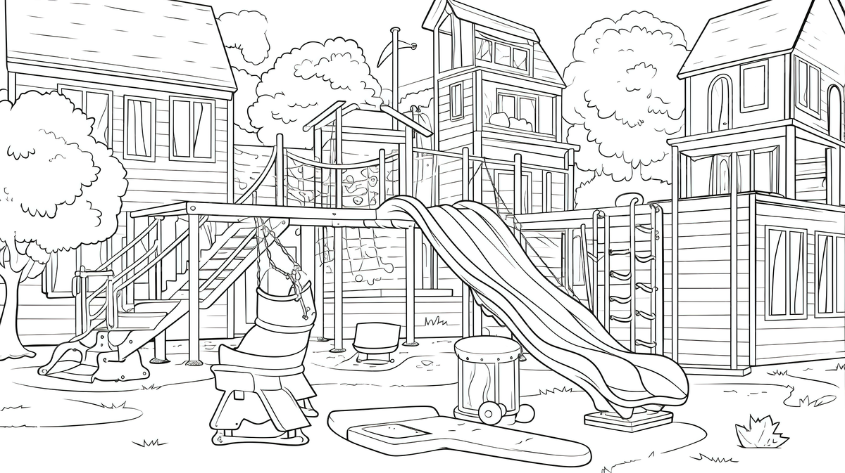 Neighborhood playground coloring page background playground coloring picture playground colorful background image and wallpaper for free download