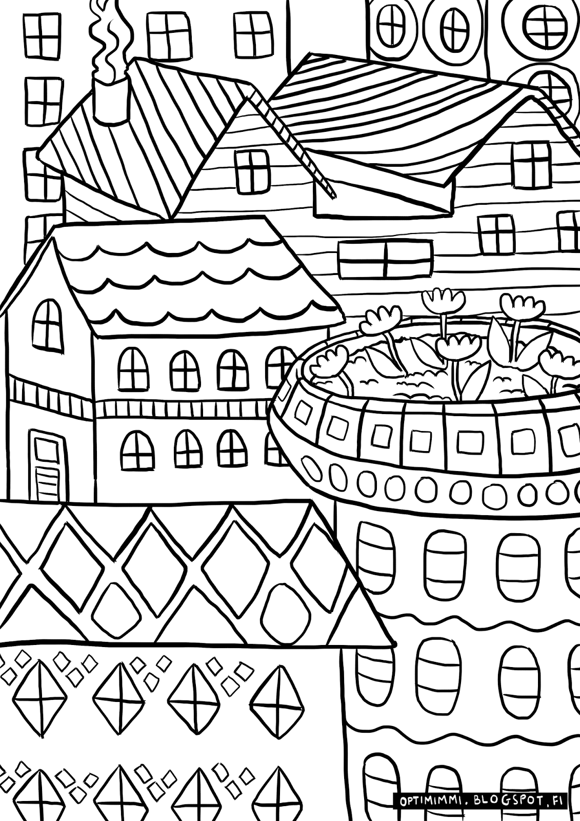 A peaceful neighborhood a coloring page rauhaisa naapurusto vãrityskuva