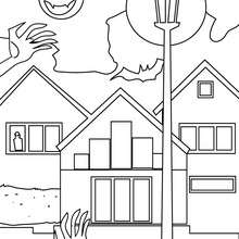 Haunted neighborhood coloring pages