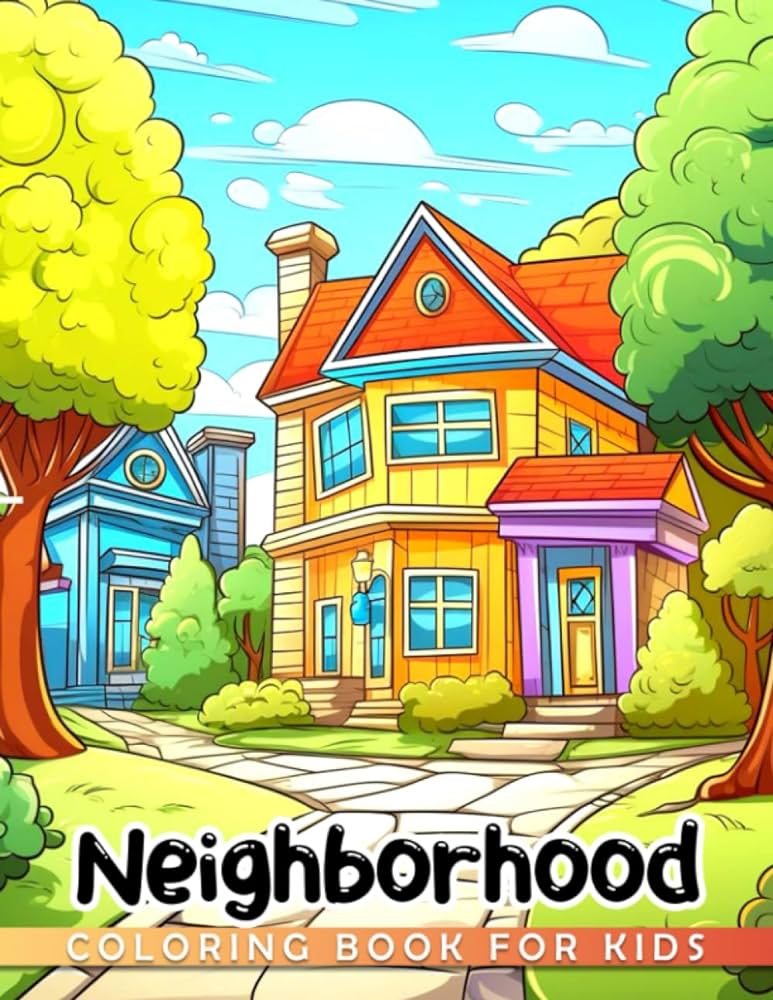 Neighborhood coloring book for kids coloring pages of familiar scenery for relaxation and amusement ideal for gag stress relief christmas or white elephant gifts mullen enzo books