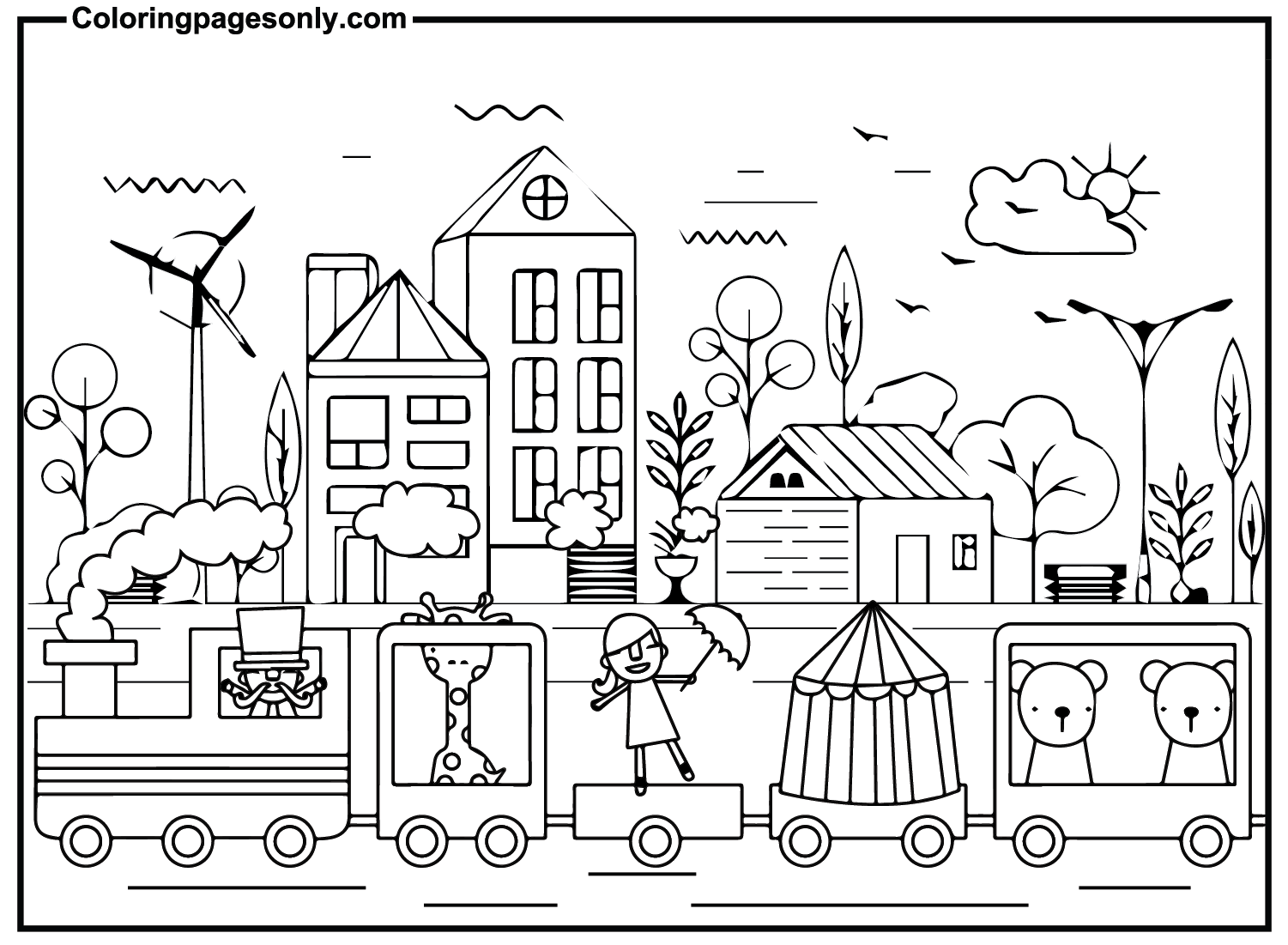 Train for kids coloring page