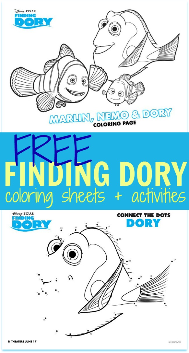 Free finding dory coloring sheets kids activities findingdory