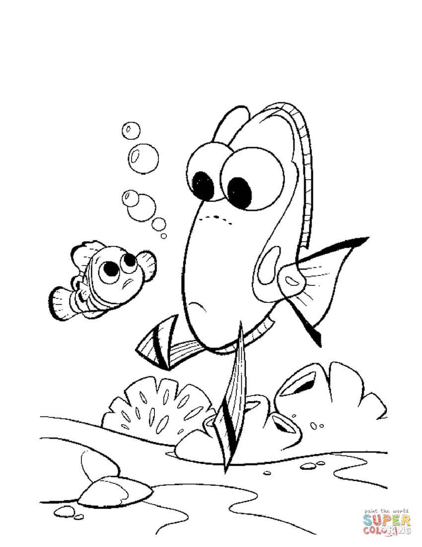 Dory and nemo coloring page free printable coloring pages