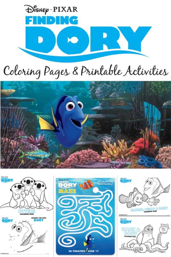 Finding dory coloring pages printable activities