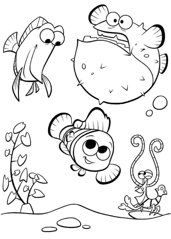 Nemo and his friends coloring page