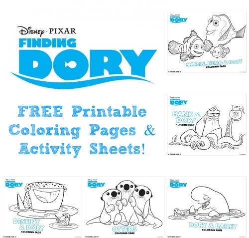 Free printables finding dory coloring pages and activity sheets