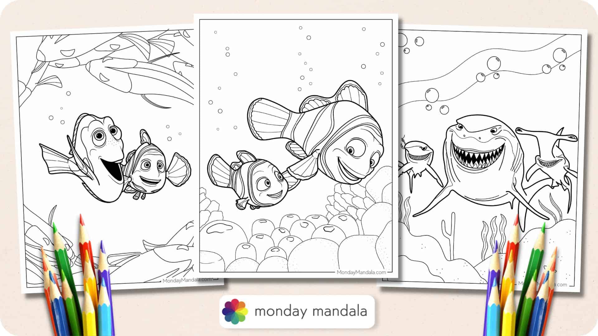 Finding nemo coloring pages free pdf printables