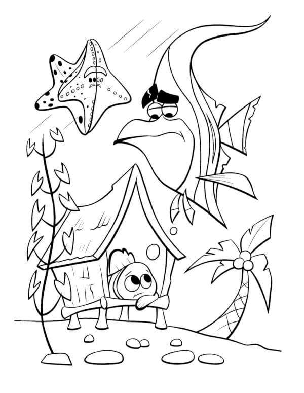 Experienced gill tries to help nemo coloring page