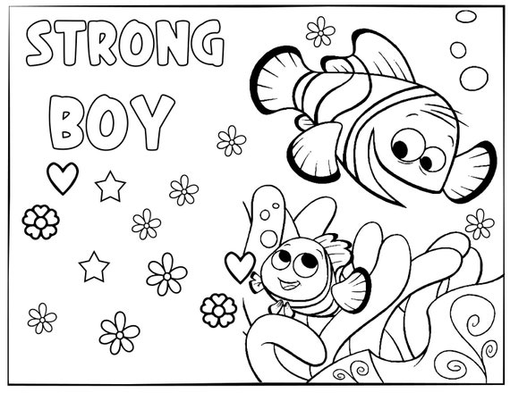 Printable nemo coloring page for birthday personalized with name pdf format