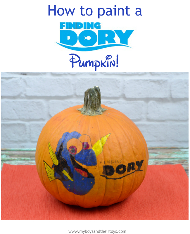 How to paint a finding dory pumpkin