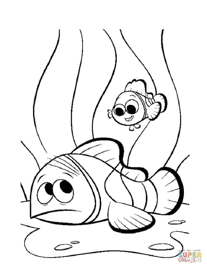 Nemo and marlin coloring page free printable coloring pages